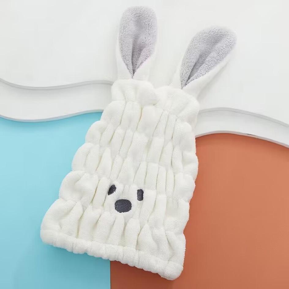 Korean Rabbit Ears Quick-Dry Hair Towel - Cute Cartoon Absorbent Cap for Girls & Adults