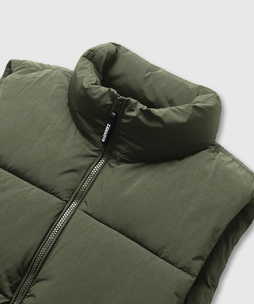 Lemain Second 2-Way Oversized Voluminous Taslan Puffer Vest [Khaki]