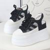 Fashion 11CM Hollow Full Cow Genuine Leather Women Summer Shoes Platform Sneakers Wedge Hidden Heel Women Summer Sandals Platform