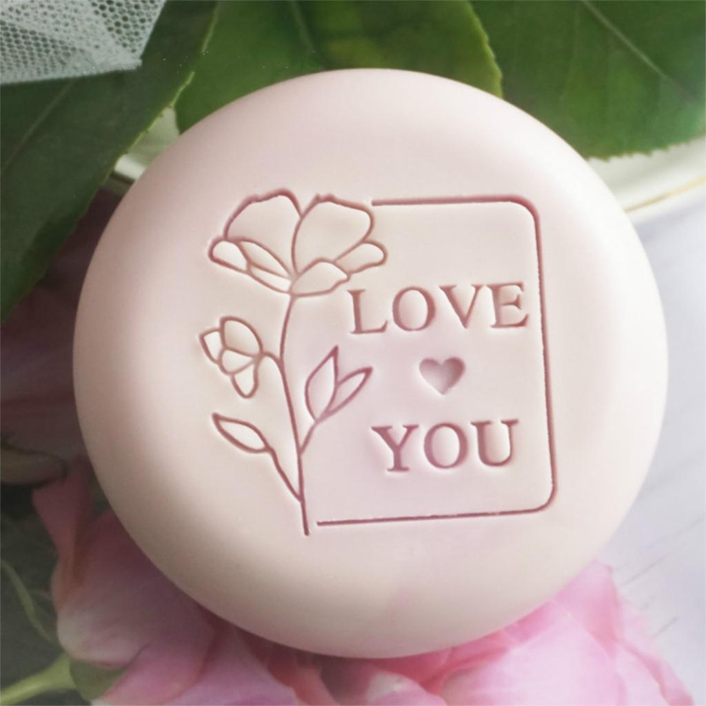 Valentines Day Acrylic Clear Seal Natural Organic Soap Making Tool Accessories Love Heart Pattern Soap Stamp Block