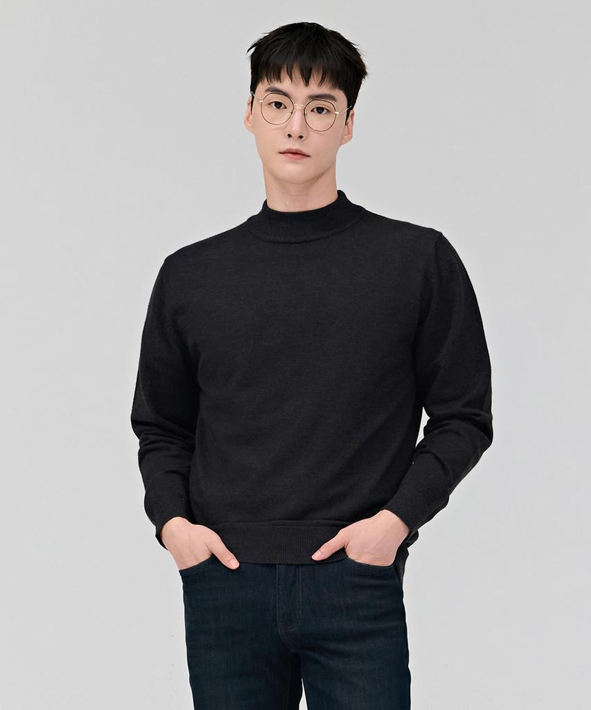 CHASECULT Men'S Essentials Mock Neck Sweater - Charcoal