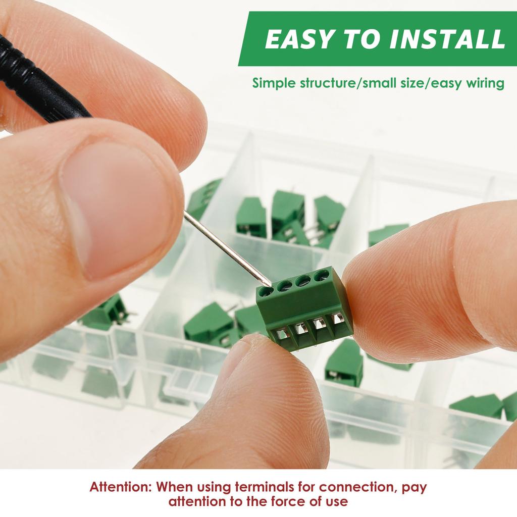 50PCS 2.54mm 0.1"Pitch PCB Mount Screw Terminal Block Connector 2P 3P 4P Terminals 150V 6A for 26-18AWG Cable