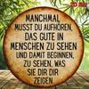 Vintage Metal Wall Art Round Sign German Quote Decor for Living Room