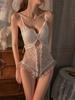 Exotic 2024 New Summer Fashion Women's Sexy Lace Pattern Pleated Skirt with Hollow Cross Pattern Open Back Tight Jumpsuit MRJV