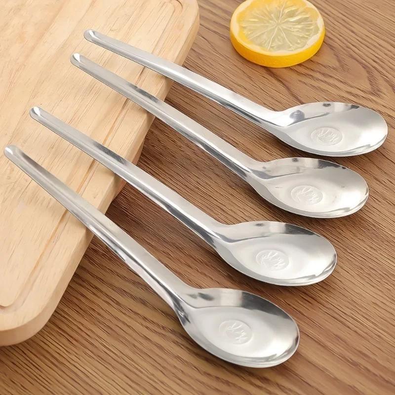5/1Pcs Stainless Steel Rice Soup Spoon Chinese Spoon Cutlery Cooking Utensil Table Spoon with Long Handle for Kitchen Restaurant