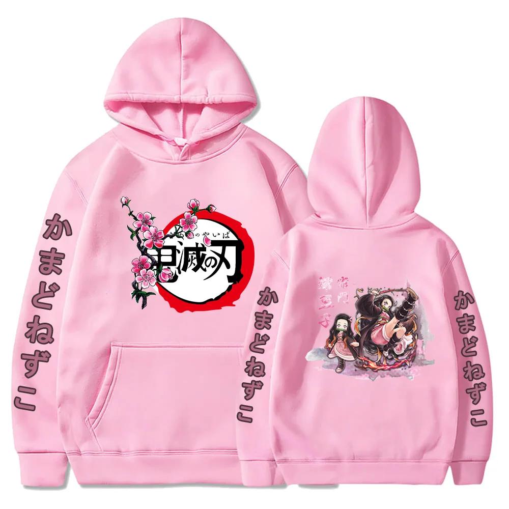 Demon Slayer Kamado Nezuko Oversize Anime Mikina s kapucí Streetwear s kapucí Hip Hop Muži/ženy Volný svetr Oblečení Dětská mikina
