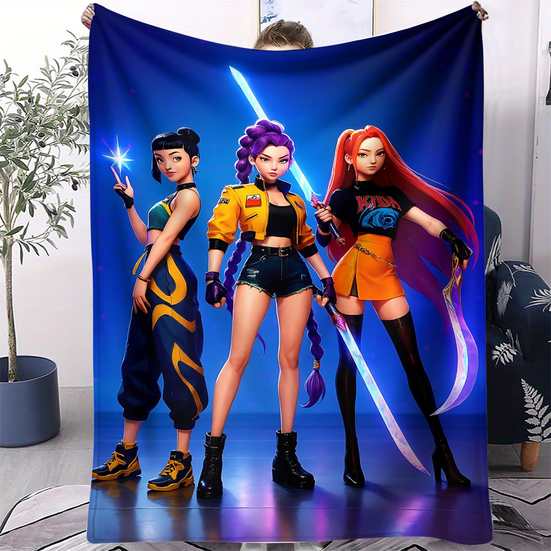 

K-Pop Demon Hunter Blanket Hot Anime Girl Team Flannel Throw Blanket Winter Warm Blanket for Living Room Sofa Bed Cover Fan Gift 70x100cm