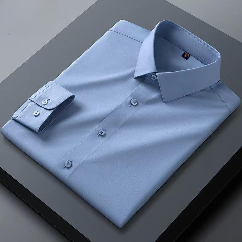 Camicie da Uomo di Alta Gamma, Serie Uomo Seta di Gelso, Camicie Casual a Maniche Lunghe, Drappeggio Estivo Ghiacciato, Camicie Senza Stiro