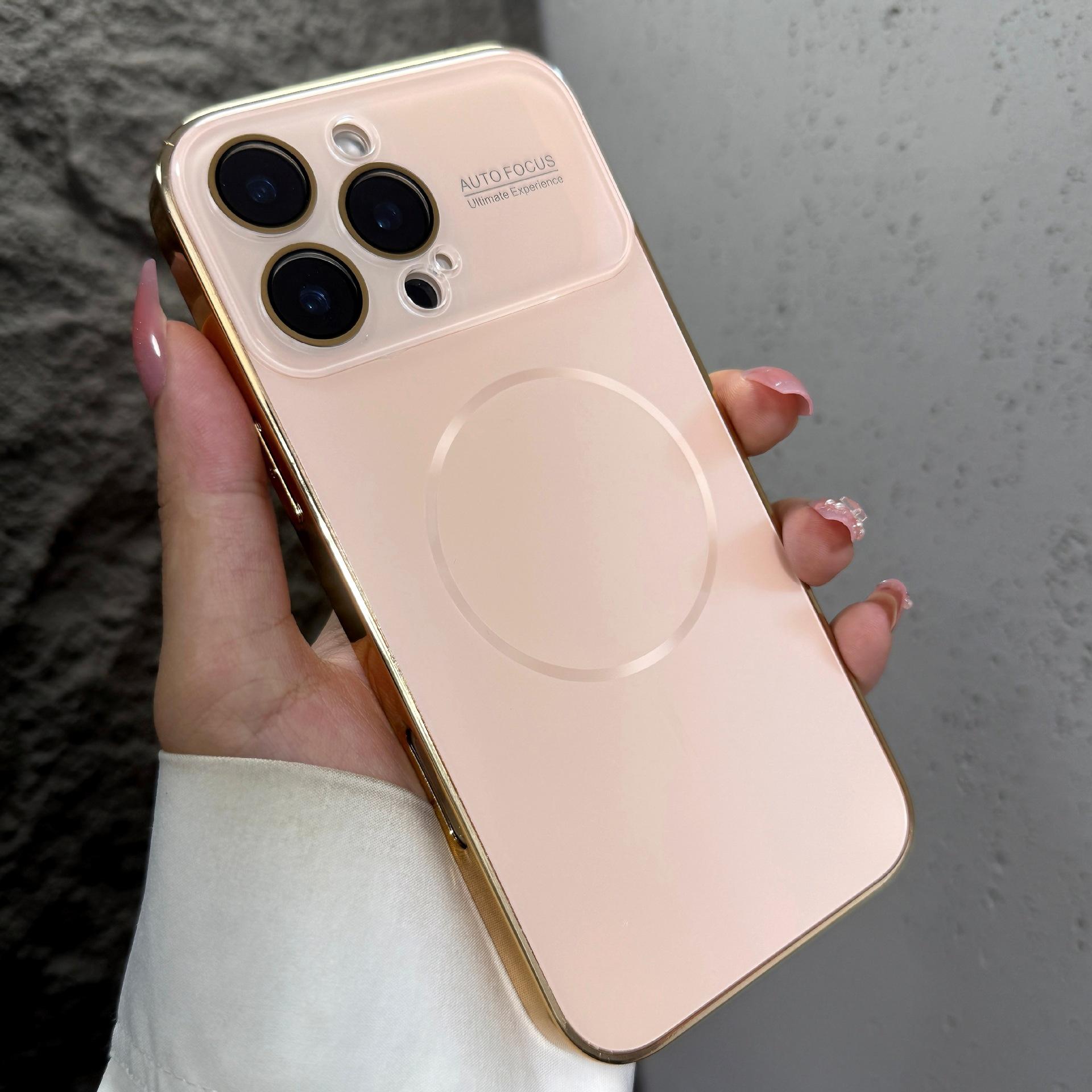 Applicable to iPhone16promax electroplating AG large window thin ring magnetic mobile phone case Apple 15 matte protective case iPhone 16