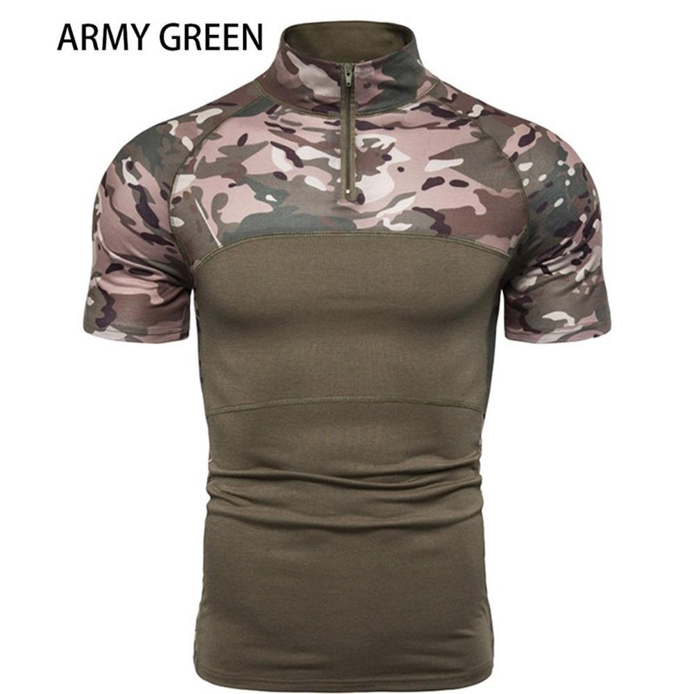 Short Sleeves Zipper Collar T-shirts 