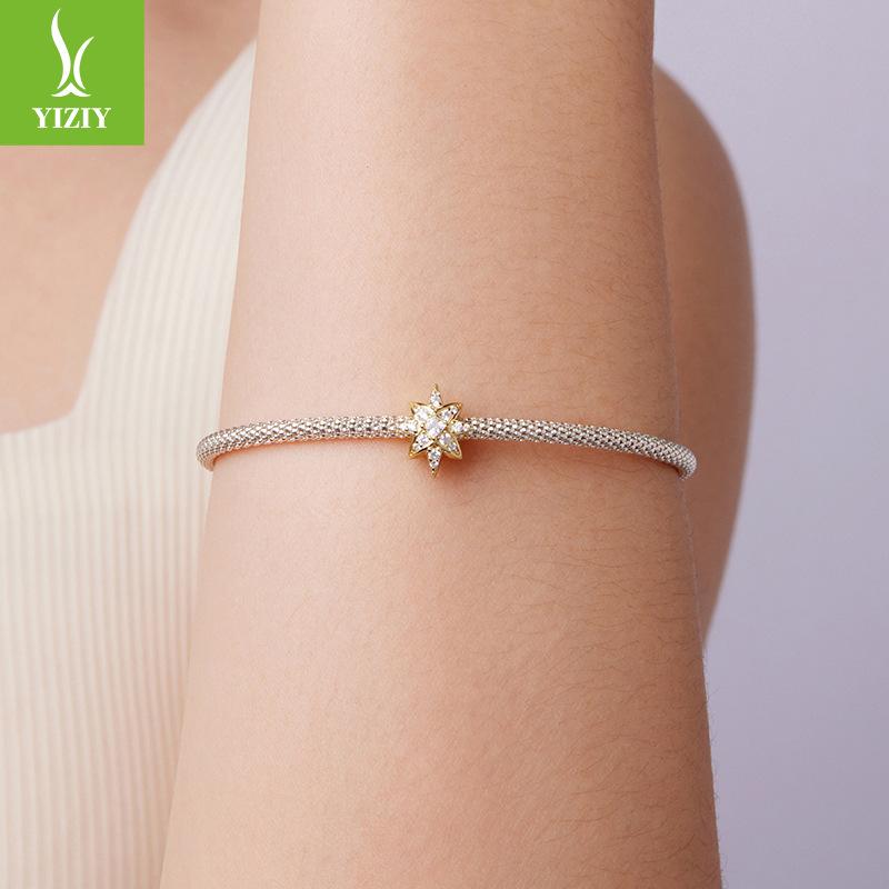 Full Of Zircon S925 Sterling Silver Mango Beads Accessories Classic Fashion Star Diy Beads