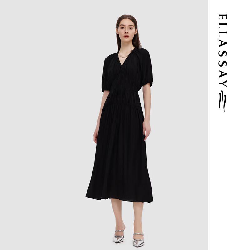 

ELLASSAY Women s Pleated Short-Sleeve Midi Dress L