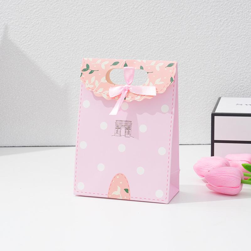 StoBag Pastel Floral Gift Wrapping Bags Paper Packaging Bags with Ribbon Handle for Sweets Jewelry Crafts Birthday Party Favor
