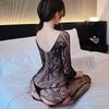 Open Crotch BodyStockings Women Crotchless Sleepwear Sexy Lingerie Full Sleeve Grid Pattern Jumpsuit Bodysuits Sexy Adult Female
