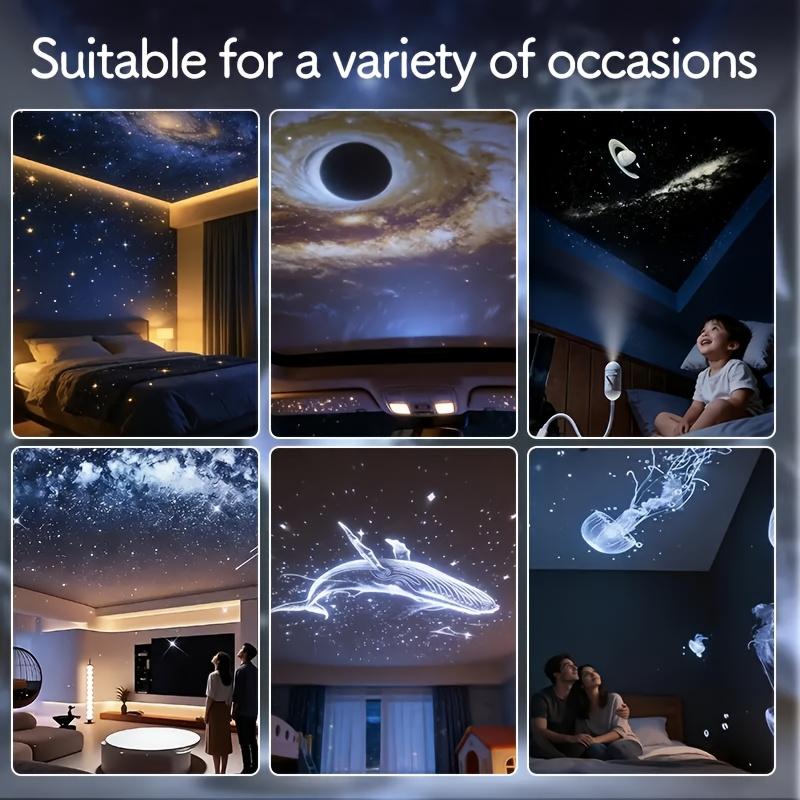 2-in-1 Starry Sky Projection Night Light Combines the features of a starry sky chandelier with USB Portable Mini Projector Suitable for bedroom and