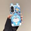 KEYSION Cute Ear Cartoon Case for OPPO A58 4G A38 A18 with Lanyard Soft Silicone+PC Shockproof Phone Back Cover for OPPO A17 A17K