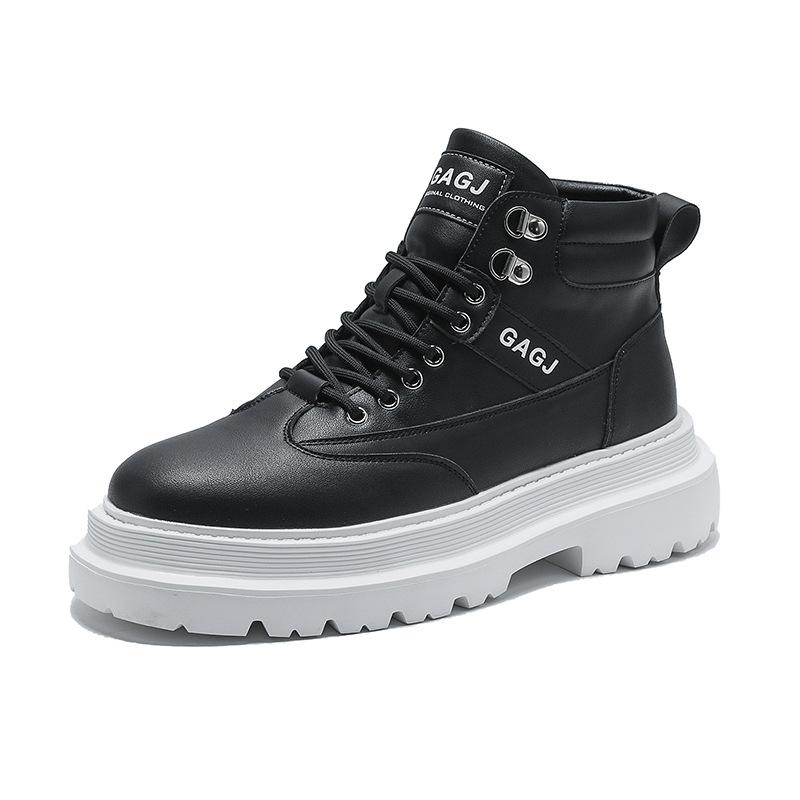 Men's High-top Board Shoes Autumn and Winter Fashion with White Men's Boots Platform Heightening Shoes Men's Locomotive Shoes Trendy Men's Shoes