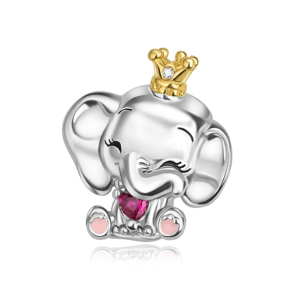 S925 Silver Cute Animal DIY Pendant Charms Set Koala Puppy Elephant Shape Handmade Beaded Necklace Craft Supplies