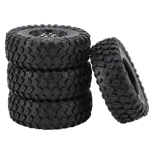 Ongwan RC Wheel Tires, Rubber, Durable, for Remote Control Cars, Compatible with MN82 LC79, Enhanced Traction, Stylish Design, Easy Installation (Blac