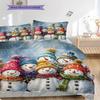 Snowmen Pattern Bedding Quilt Set Quilt Cover Pillowcase Home Decoration Birthday Gift (1 * duvet cover + 2 * pillowcase, without core)