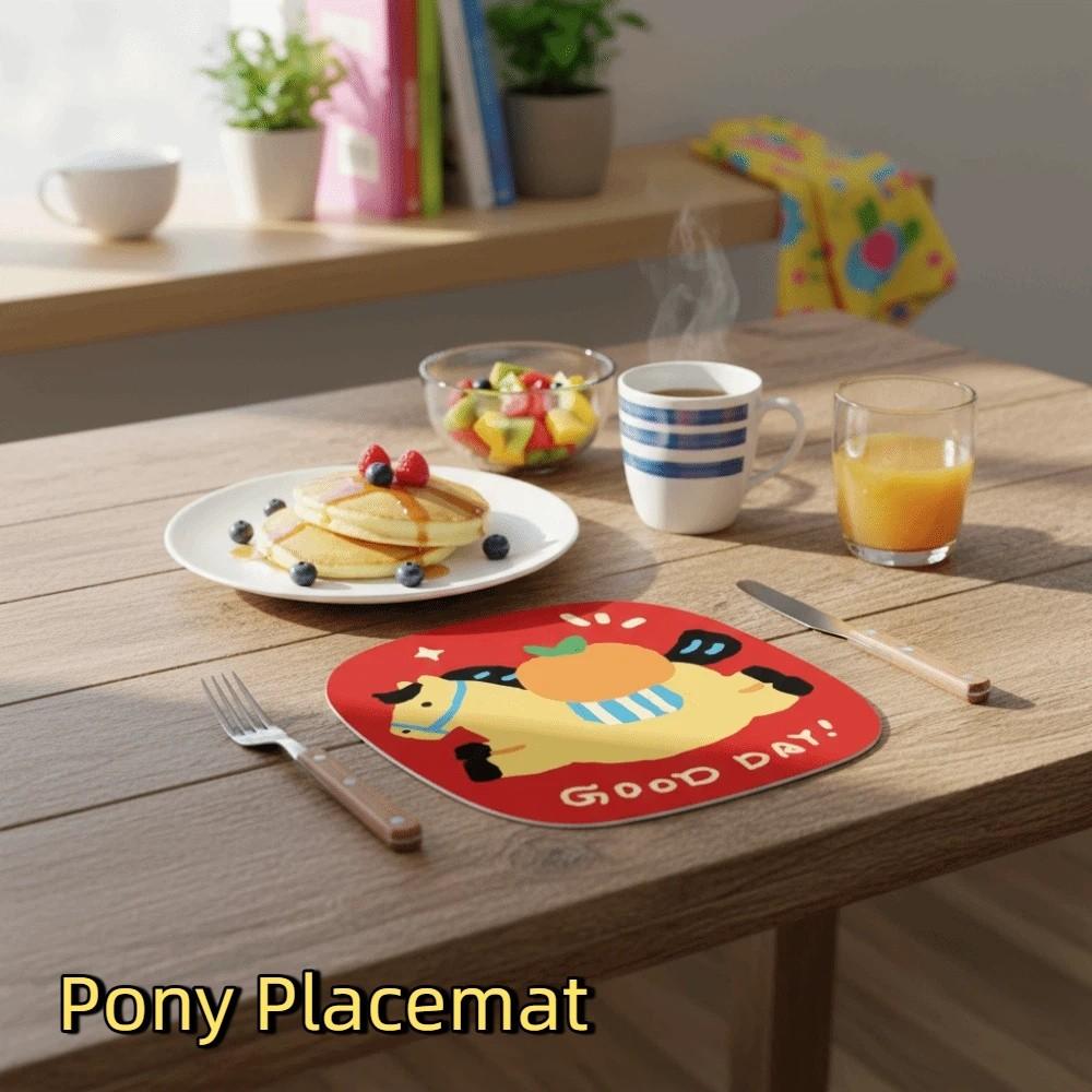 Cute Cartoon Pony Placemat Anti-scalding Water Absorbent Table Mat Blessing Non Slip Bowl Mat Table Setting