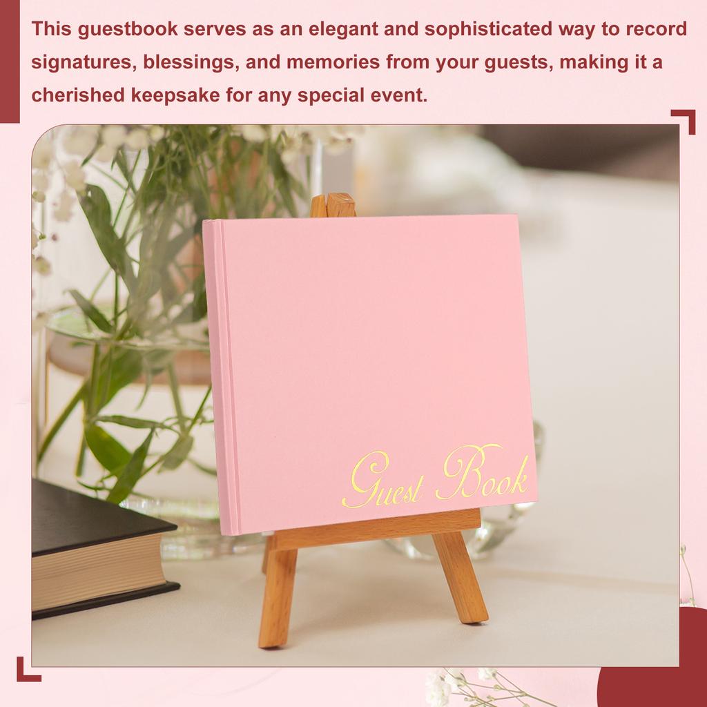 Elegant Guestbook 9x7" Offset Paper Wedding Guest Book Stylish Sign in Book with 50 Blank 120GSM Paper for Receptions Birthdays