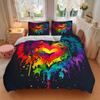 3pcs Heart Rainbow 1Cover + 2Pillowcases, PillowInserts NotIncluded, Machine Washable, All - Season Use, Suitable for Bedroom Guest Room79