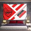 Red and White Geometric Design Featuring "Arsenal", a Cannon, and Text. Patterned Tapestry for Bedroom and Living Room Home Decor