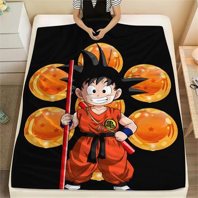 Dragon Ball Charaktere Druck Flanelldecke, Hohe Qualität, Bequem für Alle Jahreszeiten, Heimdekoration, Wärme und Komfort, Perfekt für Weihnachtsgeschenke