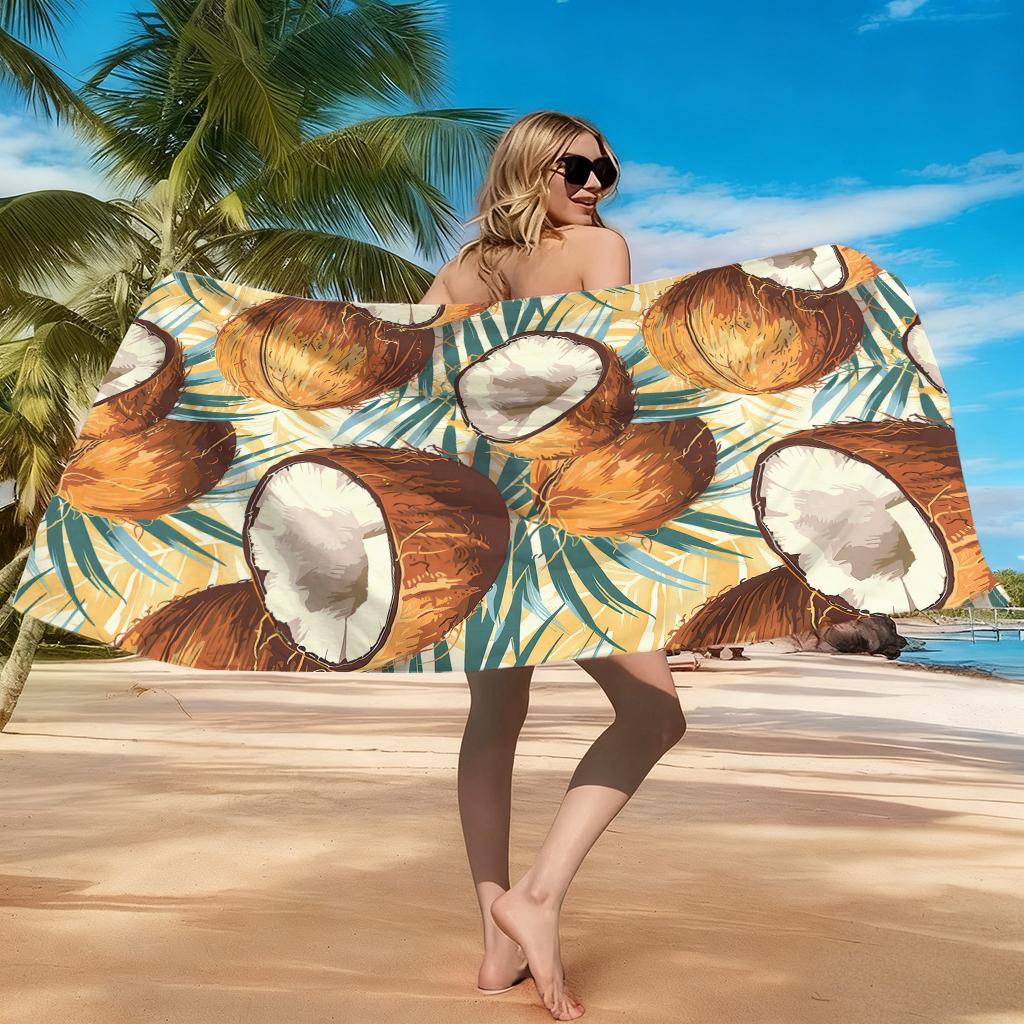 1pc With a Seaside Aroma Tropical Coconut Beach Towel Super Absorbent Suitable for Beach Vacation Pool Summer Gift for Friends