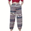 Elephant Jump Pants Pocket Adjustable Elastic High Waistband Strap Unisex Man Women Print Thailand Casual Streetwear Beach Bohemian Retro Vintage