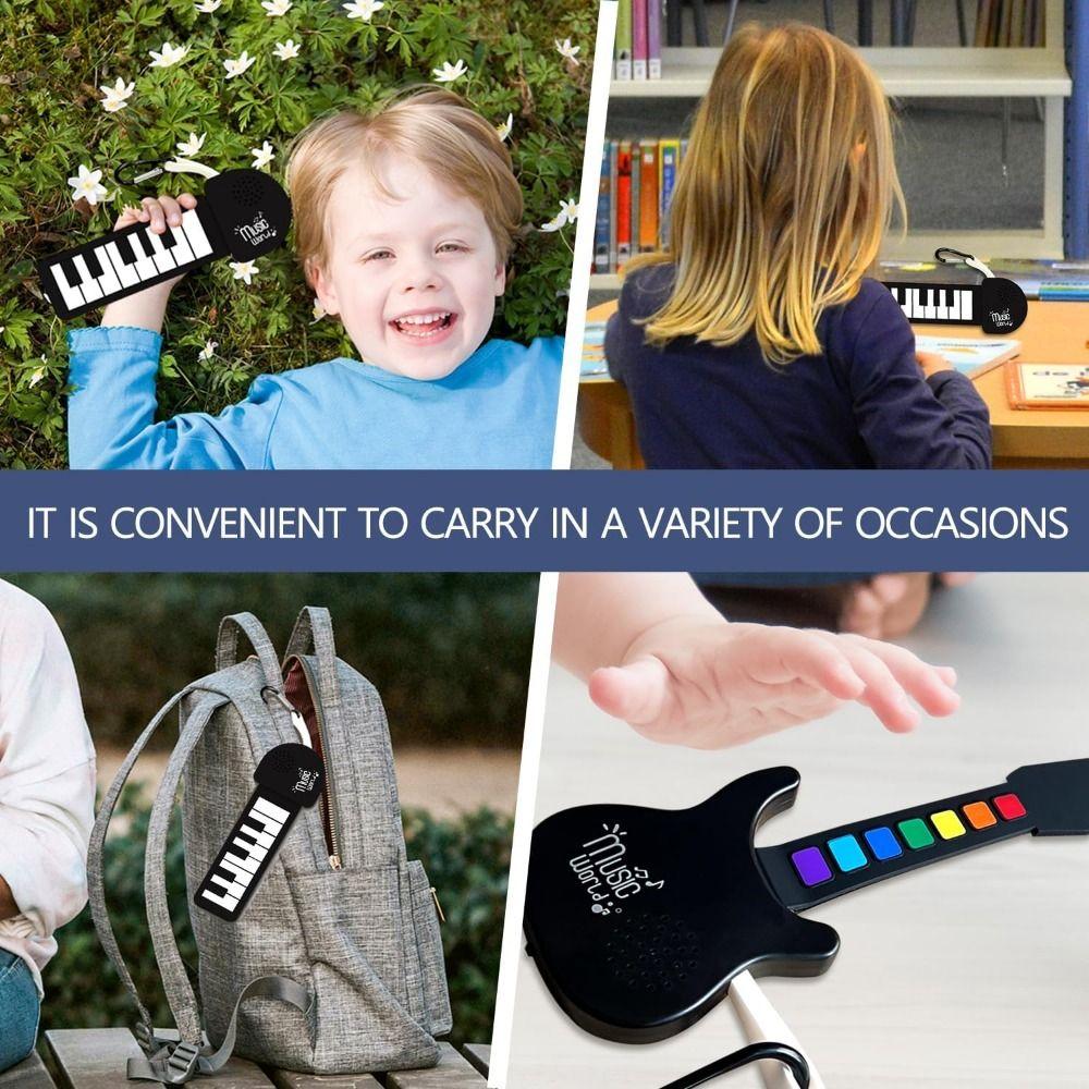 Rainbow Color Silicone Piano Keyboard Foldable Mini Rainbow Guitar Keychain  Music Enthusiasts