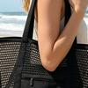 Mesh Beach Tote, Women Shoulder Bag, Sandproof Breathable Beach Bag with Zippered Pocket, Summer Travel Tote Bag for Holiday Daily Use