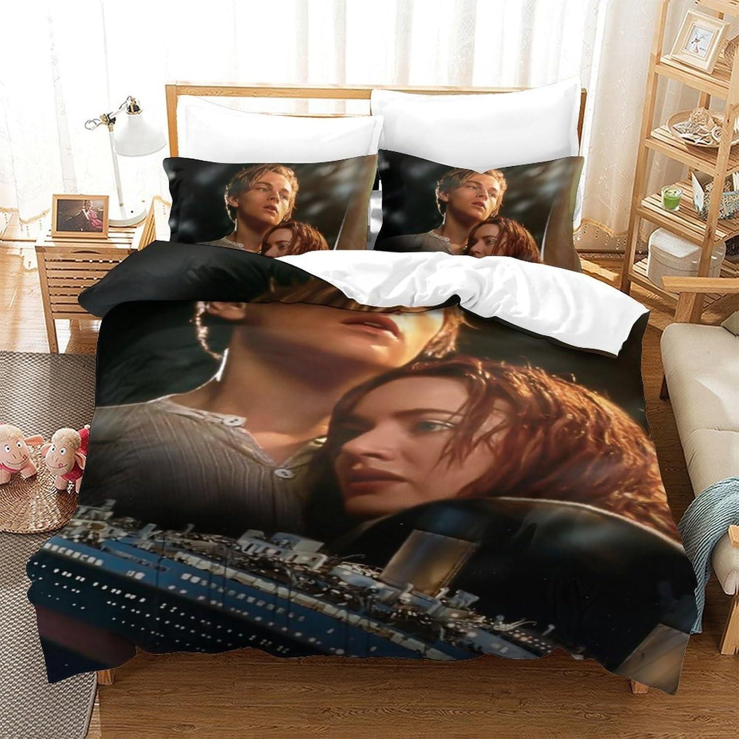 

3D T-Titanic Ship Ocean Duvet Cover Set Romantic Love Twin Queen King Size No Filling and Sheet Gift For Couple Bedroom Decor 135x200cm