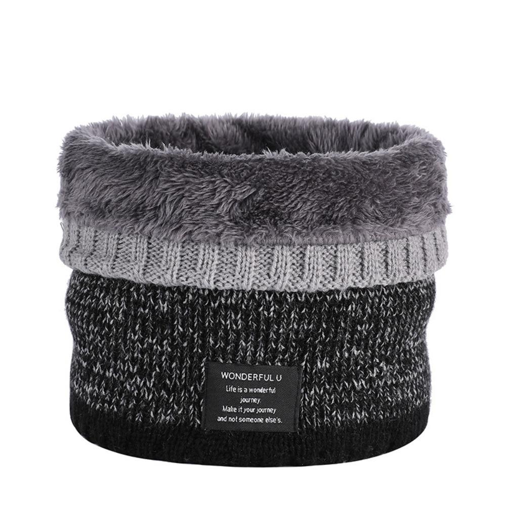Fleece Lined Knitted Scarf Double-Layer Warmer Neck Tube Winter Neck Gaiter Thick Windproof Circle Loop Scarves Outdoor Riding