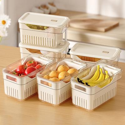 Kühlschrank-Aufbewahrungsbox mit Griff, Lebensmittel frisch halten, versiegelte Box, Abflusskorb für Obst und Gemüse, Kühlschrank-Aufbewahrungsbehälter, Organizer
