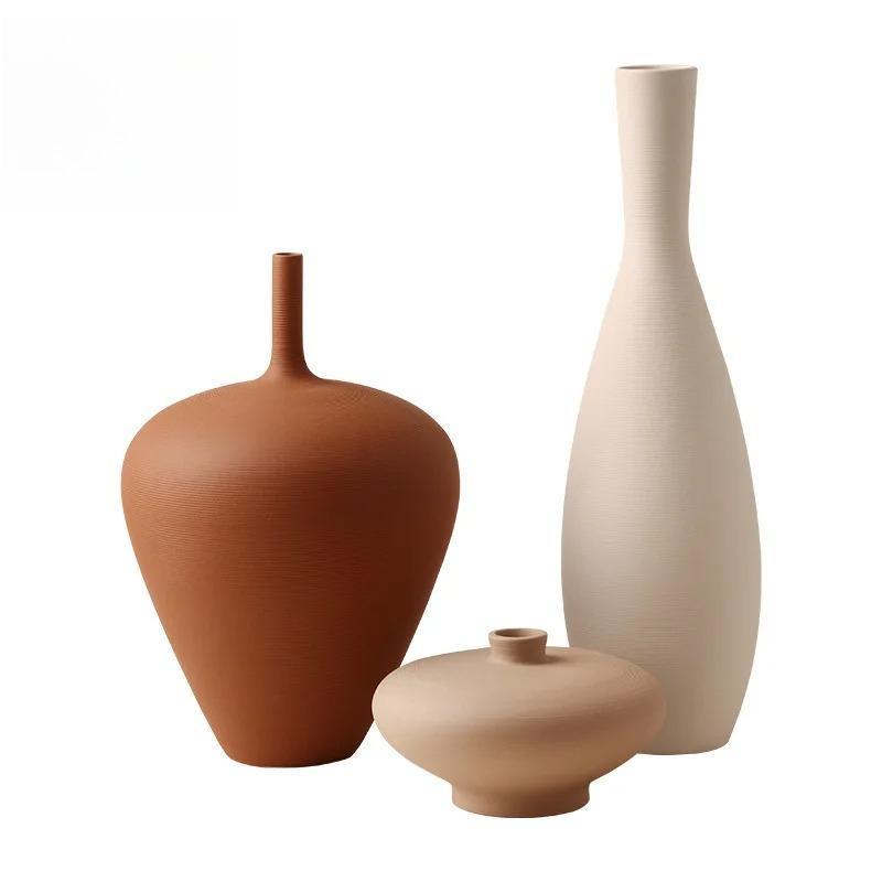 Minimalist Brushed Frosted Ceramic Vase Plant Pots Table Decoration Flowers Arrangement Floral Vases Room Aesthetic Decor