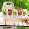Outdoor-Knusperbox mit Deckel, mehrfach unterteilt, transparent, lebensmittelecht, staubdicht, auslaufsicher, Lunchbox für Camping, Picknick und Kühlschrank
