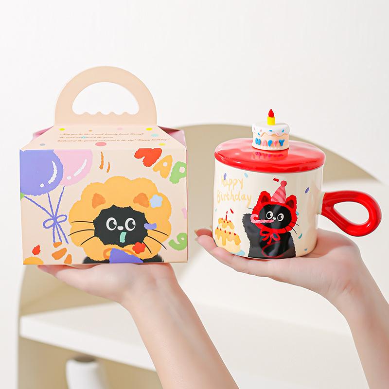 Cute Cartoon Cat Ceramic Mug Couple Water Cup High Value Gift Box Souvenir Birthday Gift Breakfast Cup