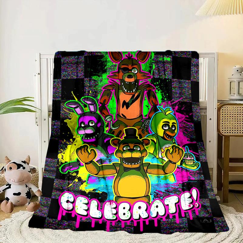 

Fnaf Character Collage Blanket Flannel Blanket for bed, sofa, Camping, Hiking, Picnic Essentials, gift for family Fan gifts 75x90cm