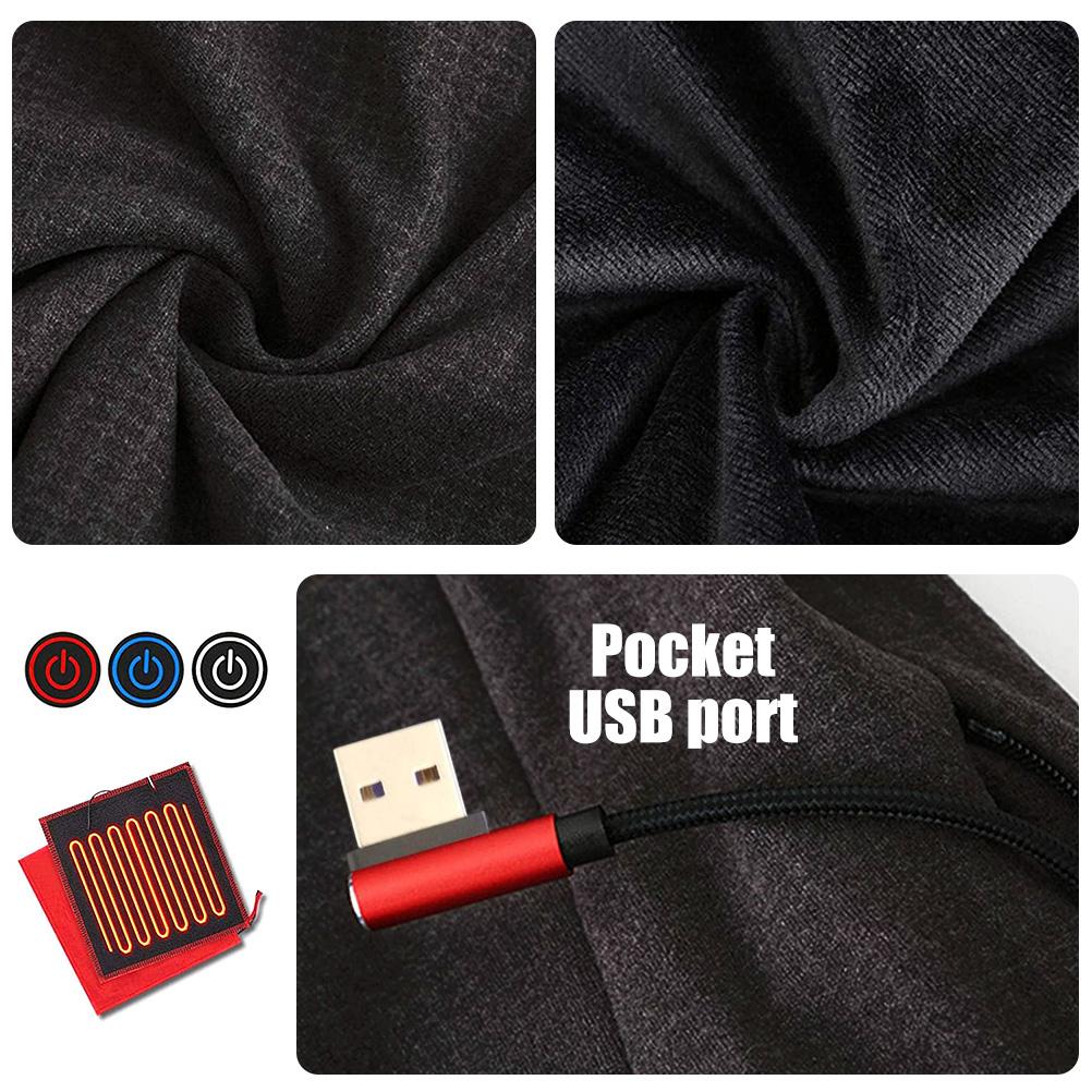 Beheizbare Thermounterwäsche für Herren Damen Temperaturregulierbar Thermisches Langarmoberteil Waschbar USB Isoliert Elektrisch