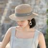 Summer hat women's seaside beach Lafite straw hat sunscreen sunshade woven flat top top hat big head circumference sun hat