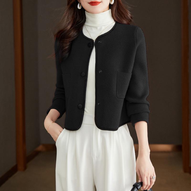 Graue Damenjacke mit kleinem Duftmuster, Frühling neu, klein, kurz, vielseitiges Oberteil