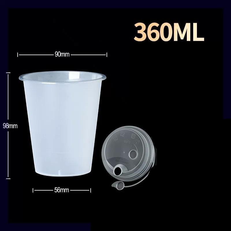 Thickened Plastic Transparent Cup Disposable Milk Tea Cupd Iced Coffee Latte Cold Drink Packaged Cup with Lid Hot and Cold Dual Use Drinking Utensils