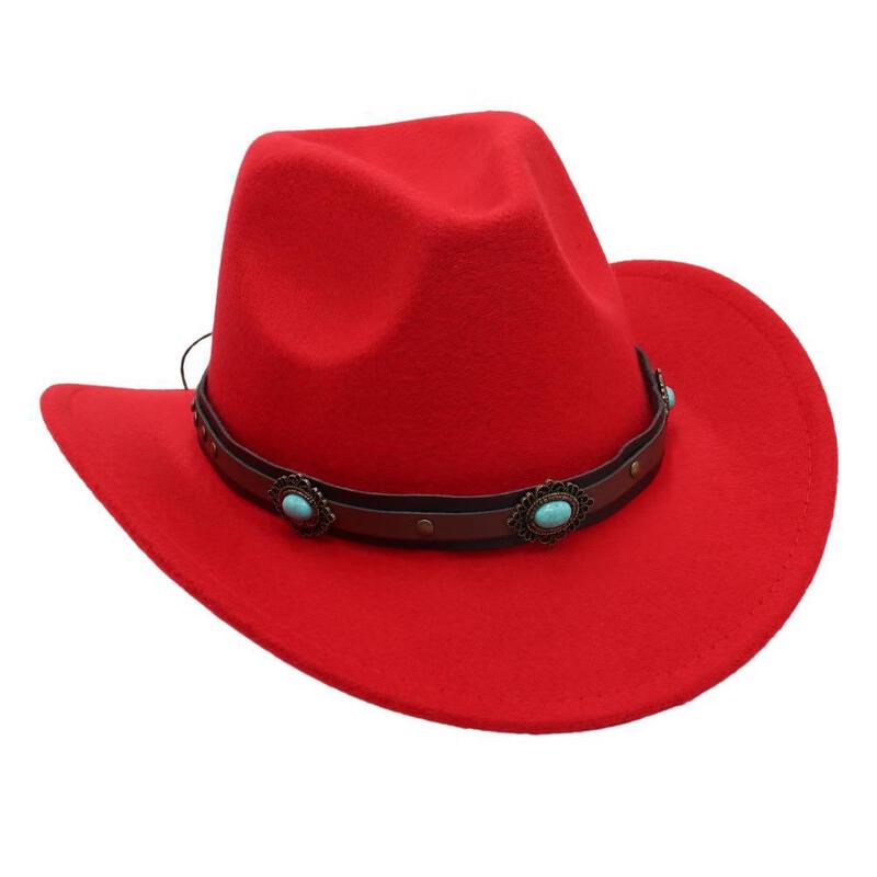 

Tibetan Style Turquoise Rolled-Brim Jazz & Cowboy Hat Adult One Size