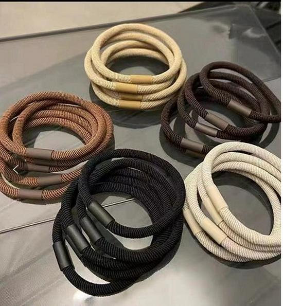 Versatile Korean Mori Style Milk Coffee Hair Tie - High Elastic, Durable Thick Rubber Band Accessories