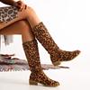 Fashion Ladies Knee Length Boots Winter Leopard Round Head 2024 Hot Sale New Wear Resistant Non-slip Fashion Outdoors Women Shoes