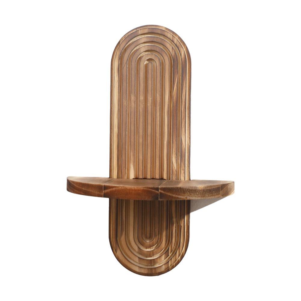 Oval Threaded Wooden Wall Shelves Natural Artistic Wooden Stand Wall Mounted Shelf Living Room