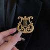 2pcs Vintage Golden Harp Brooch Musical Suit Pin For Cardigan Sweater Retro Gift Items