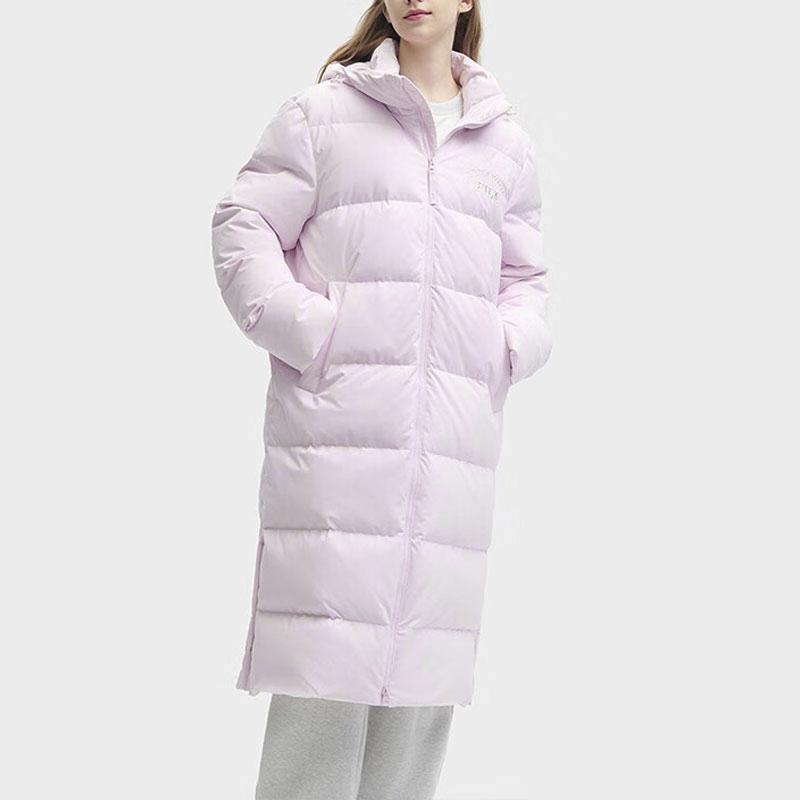 FILA Letter Print Hooded Long Pants Down Jacket Unisex Outerwear Light-Dusty-Pink F51U349902F-PK